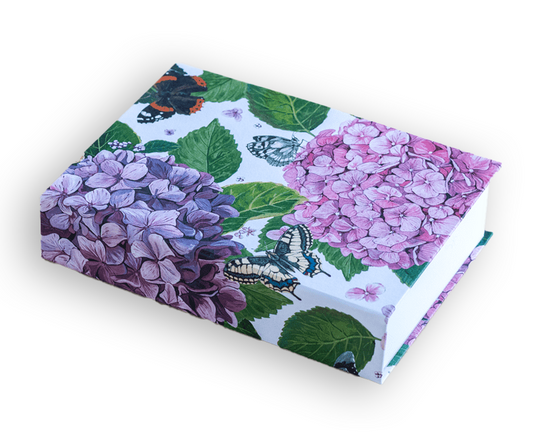 HYDRANGEAS JOTTER PAD - PINK, MAUVE, WHITE