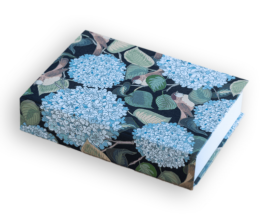 HYDRANGEA & BIRDS JOTTER PAD - BLACK