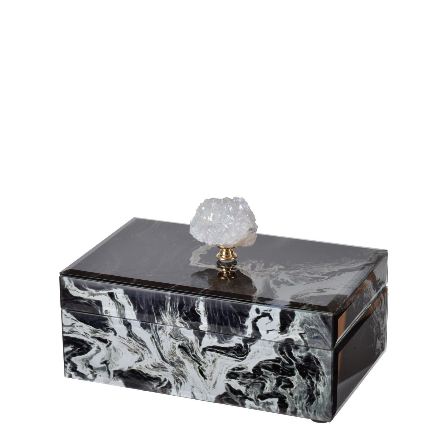 BLACK MARBLED JEWELRY CASE - MEDIUM