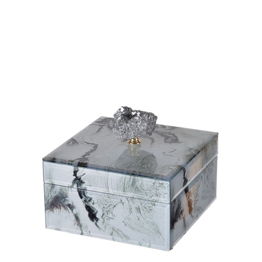 WHITE MARBLED JEWELRY CASE - SMALL