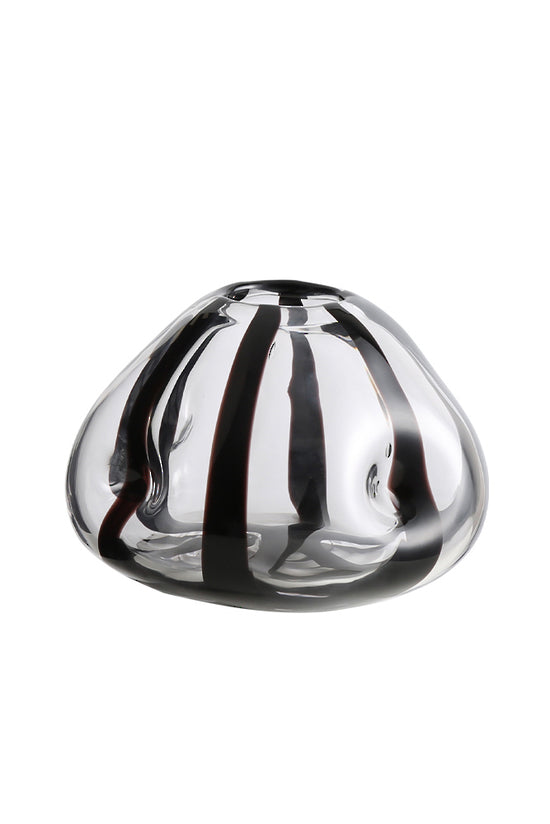 BLACK STRIPED GLASS VASE - SMALL