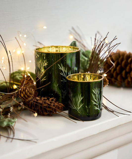 GREEN ETCHED VOTIVE - SMALL