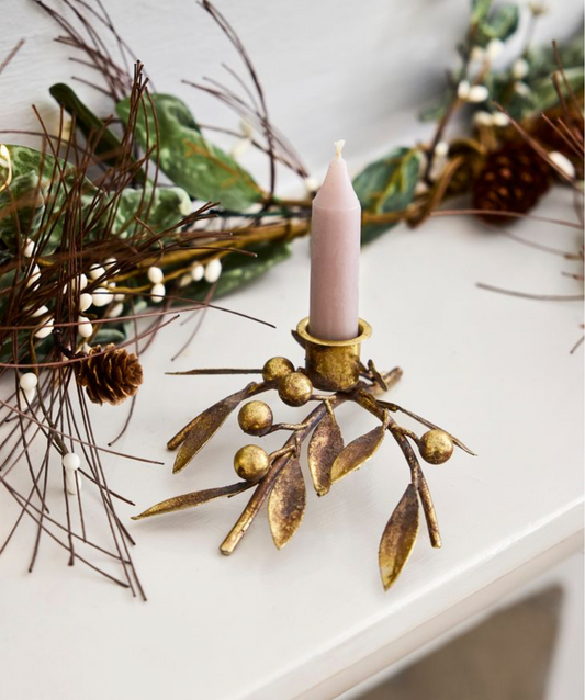 MISTLETOE IRON CANDLEHOLDER - SMALL