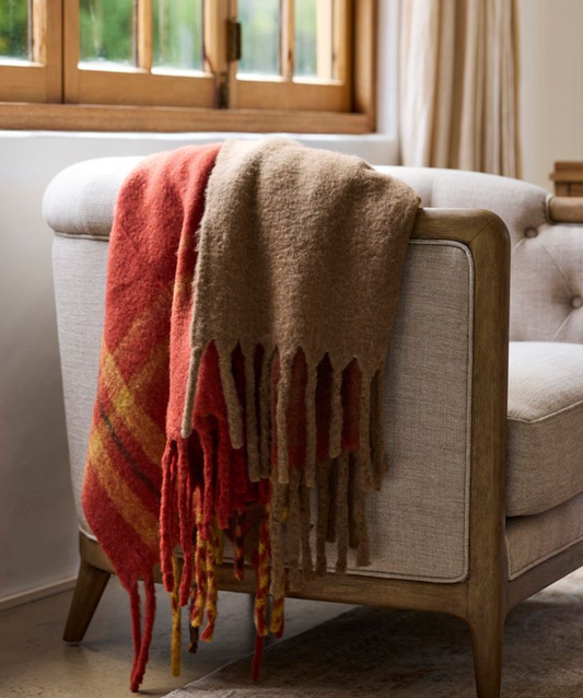 PAPRIKA PLAID TASSEL THROW