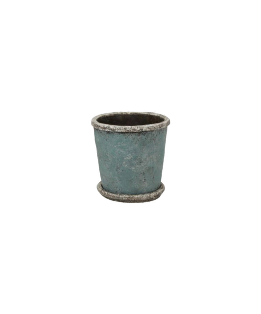 SEA BLUE PLANT POT & SAUCER - SMALL