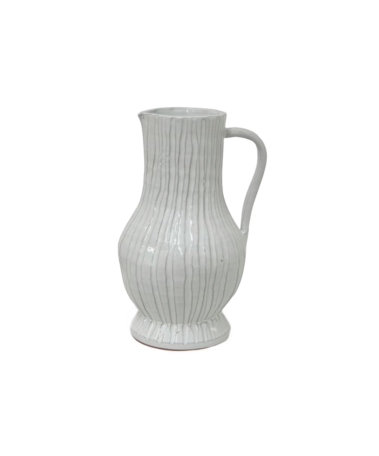 WHITE RIBBED JUG - LARGE