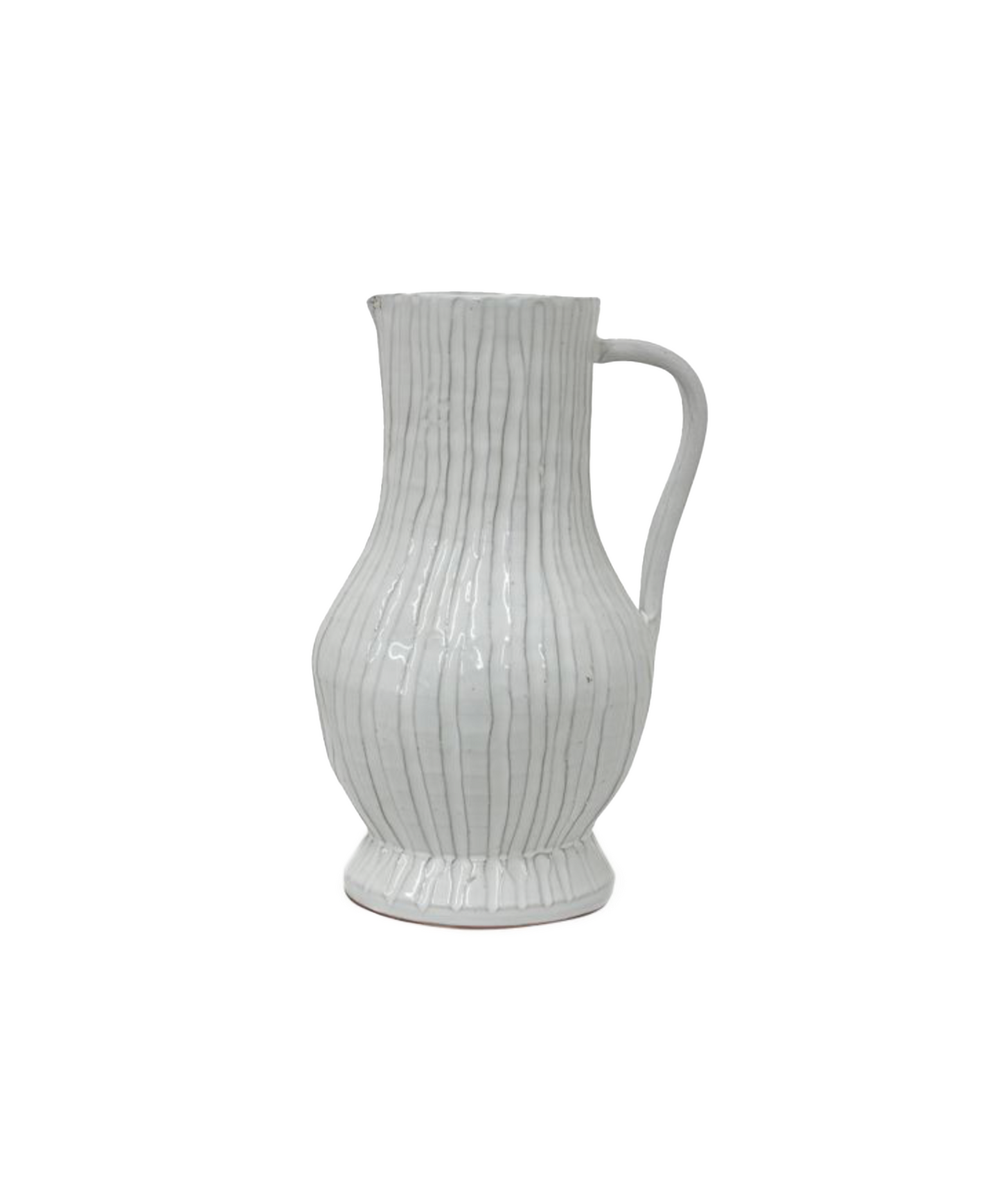 WHITE RIBBED JUG - LARGE