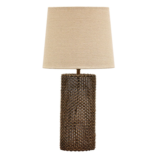 WOVEN METAL LAMP BASE - ANTIQUE BRASS FINISH