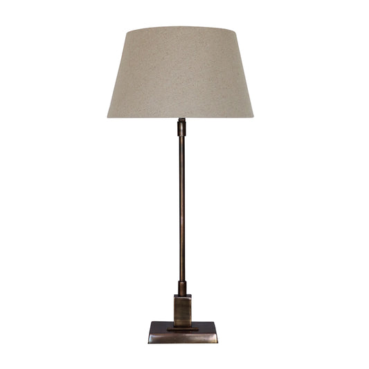 Slim Antique Brass Table Lamp With Metal Shade