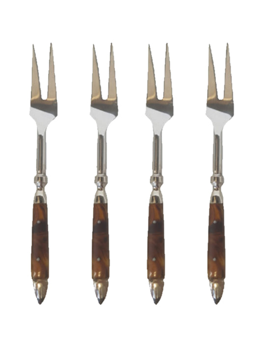 TORTOISESHELL RESIN COCKTAIL FORKS - SET OF 4