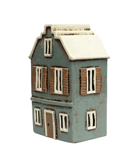 PRE ORDER: ALSACE TEALIGHT HOUSE WITH SHUTTERS - BLUE