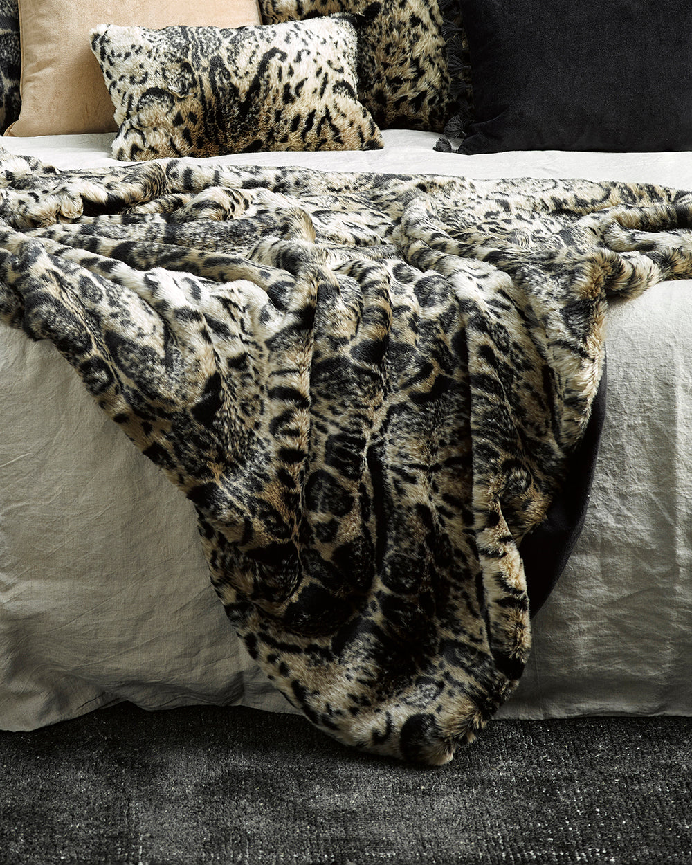 African Leopard Faux Fur Throw Copperblue Home And Décor