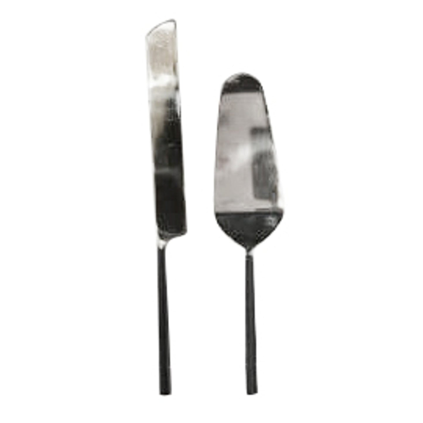 BURNISHED BLACK & STAINLESS STEEL CAKE SERVER SET