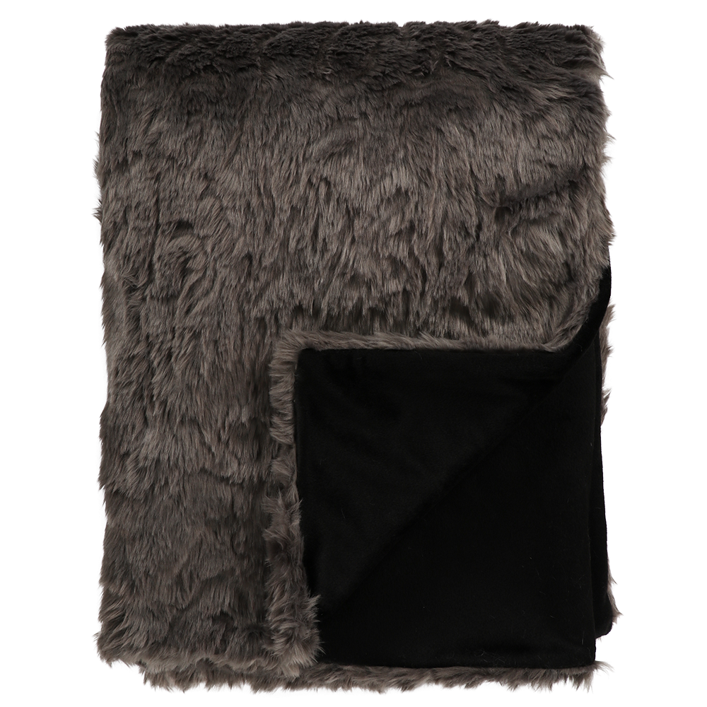 PEWTER CHINCHILLA FAUX FUR THROW